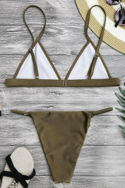 Coquette Aesthetic Spaghetti Strap Bikini Set with Plunging Neckline