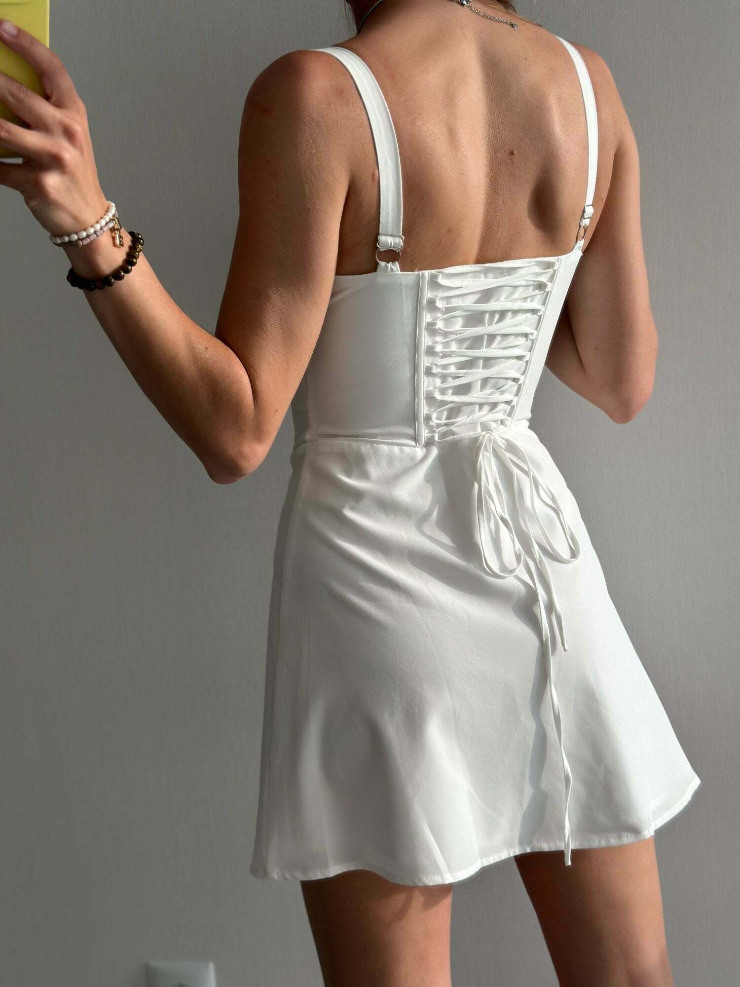 Coquette Aesthetic Spaghetti Strap Mini Dress - Y2K Fashion with Grunge Style and Pastel Goth Vibes