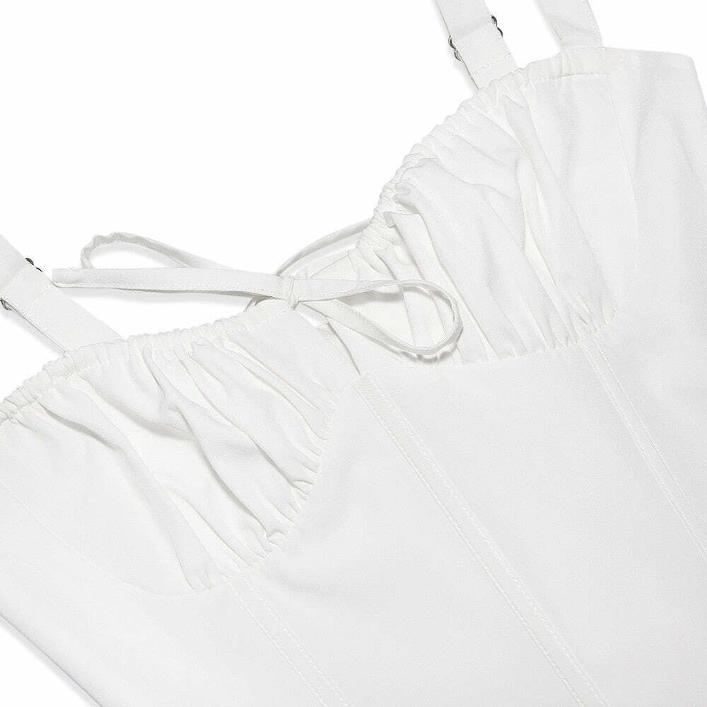 Coquette Aesthetic Spaghetti Strap Mini Dress - Y2K Fashion with Grunge Style and Pastel Goth Vibes