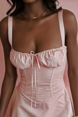 Coquette Aesthetic Spaghetti Strap Mini Dress - Y2K Fashion with Grunge Style and Pastel Goth Vibes