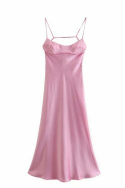Coquette Aesthetic Split Slip Dress - Y2K Fashion with a Touch of Grunge and Pastel Goth