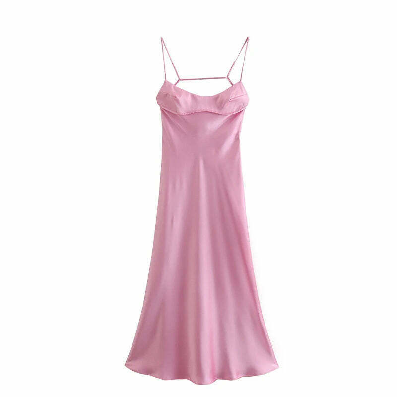 Coquette Aesthetic Split Slip Dress - Y2K Fashion with a Touch of Grunge and Pastel Goth