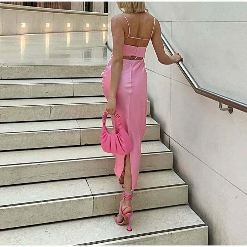 Coquette Aesthetic Split Slip Dress - Y2K Fashion with a Touch of Grunge and Pastel Goth