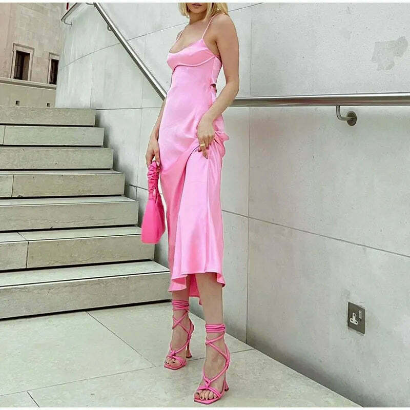 Coquette Aesthetic Split Slip Dress - Y2K Fashion with a Touch of Grunge and Pastel Goth