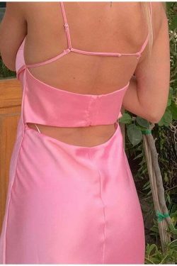 Coquette Aesthetic Split Slip Dress - Y2K Fashion with a Touch of Grunge and Pastel Goth