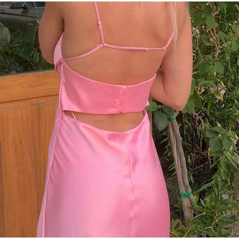 Coquette Aesthetic Split Slip Dress - Y2K Fashion with a Touch of Grunge and Pastel Goth