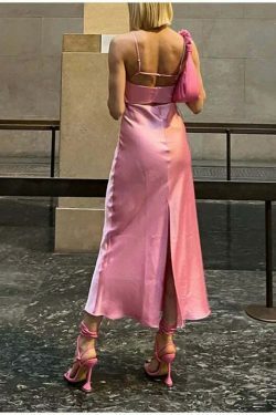 Coquette Aesthetic Split Slip Dress - Y2K Fashion with a Touch of Grunge and Pastel Goth