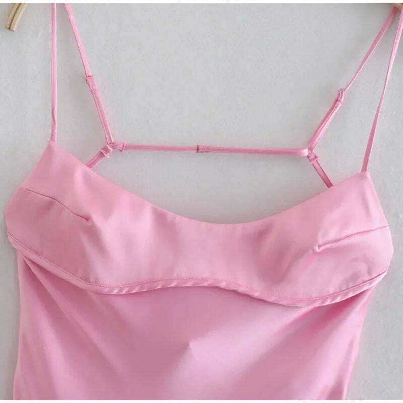 Coquette Aesthetic Split Slip Dress - Y2K Fashion with a Touch of Grunge and Pastel Goth