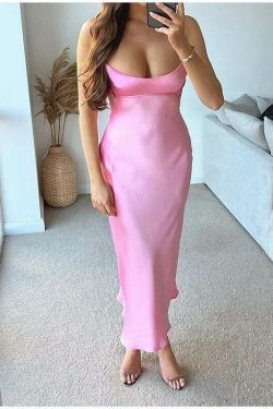 Coquette Aesthetic Split Slip Dress - Y2K Fashion with a Touch of Grunge and Pastel Goth