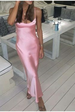 Coquette Aesthetic Split Slip Dress - Y2K Fashion with a Touch of Grunge and Pastel Goth