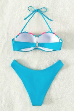 Coquette Aesthetic Split Swimsuit with Steel Support - Y2K Fashion for Women