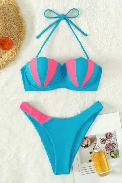 Coquette Aesthetic Split Swimsuit with Steel Support - Y2K Fashion for Women