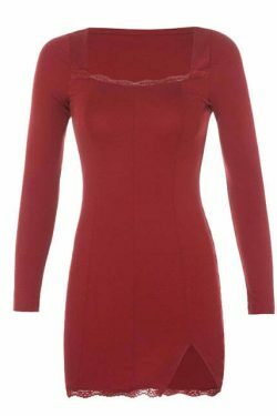 Coquette Aesthetic Square Neck Lace Patchwork Dress