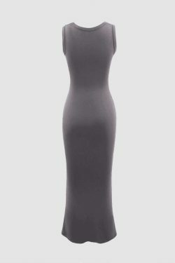 Coquette Aesthetic Square Neck Mermaid Midi Dress in Y2K Fashion Style