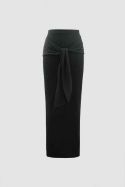 Coquette Aesthetic Square Neck Tank Top and Knotted Skirt Set