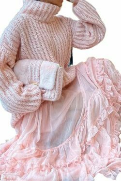 Coquette Aesthetic Stand-Up Collar Sweater Dress - Y2K Fashion, Grunge Style, Cute Tops, Pastel Goth