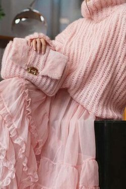 Coquette Aesthetic Stand-Up Collar Sweater Dress - Y2K Fashion, Grunge Style, Cute Tops, Pastel Goth