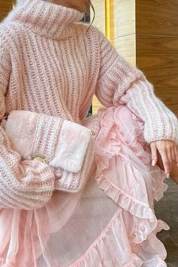 Coquette Aesthetic Stand-Up Collar Sweater Dress - Y2K Fashion, Grunge Style, Cute Tops, Pastel Goth