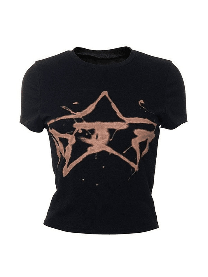 Coquette Aesthetic Star Print Baby Tee - Y2K Fashion Women's Clothing Coquette Aesthetic Star Print Baby Tee - Y2K Fashion Women's Clothing