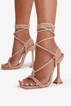 Coquette Aesthetic Stiletto Wineglass Cross Strap Square Head Sandals