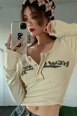 Coquette Aesthetic Street Art Symphony Long Sleeves Top - Y2K Fashion Grunge Style