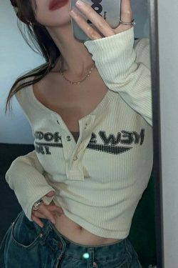 Coquette Aesthetic Street Art Symphony Long Sleeves Top - Y2K Fashion Grunge Style