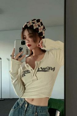 Coquette Aesthetic Street Art Symphony Long Sleeves Top - Y2K Fashion Grunge Style