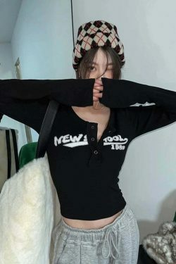 Coquette Aesthetic Street Art Symphony Long Sleeves Top - Y2K Fashion Grunge Style