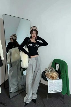 Coquette Aesthetic Street Art Symphony Long Sleeves Top - Y2K Fashion Grunge Style