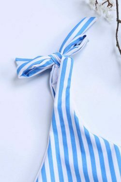 Coquette Aesthetic Stripe Halter String Bowknot Bikini - Y2K Fashion Two Piece Swimsuit