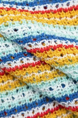 Coquette Aesthetic Stripe Knit Crop Top & Slit Mini Skirt Set