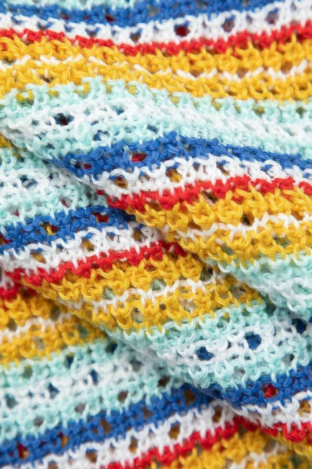 Coquette Aesthetic Stripe Knit Crop Top & Slit Mini Skirt Set