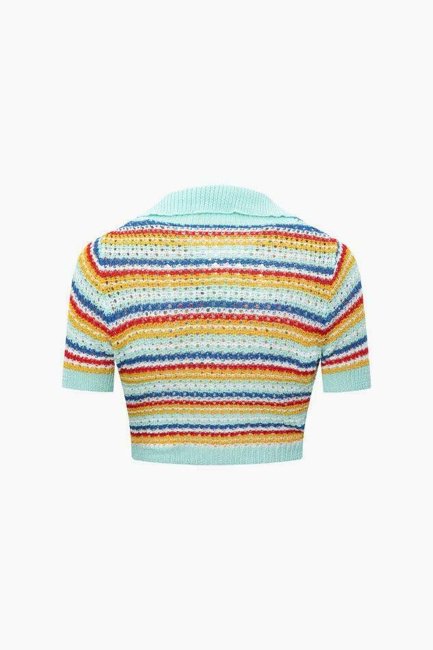 Coquette Aesthetic Stripe Knit Crop Top & Slit Mini Skirt Set