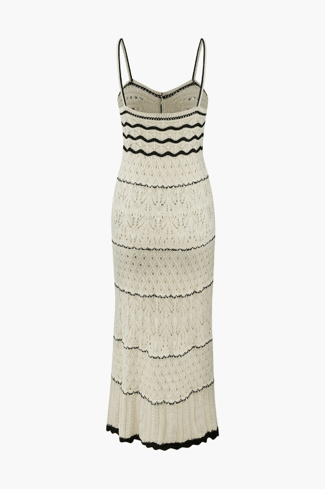 Coquette Aesthetic Stripe Openwork Knit Midi Dress Coquette Aesthetic Stripe Openwork Knit Midi Dress