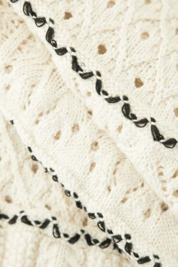 Coquette Aesthetic Stripe Openwork Knit Midi Dress