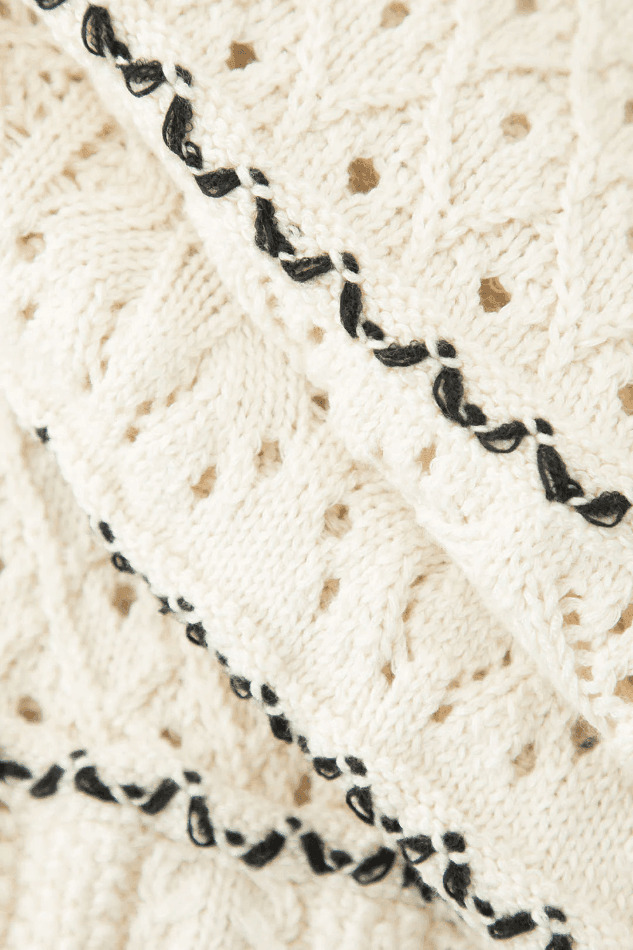 Coquette Aesthetic Stripe Openwork Knit Midi Dress Coquette Aesthetic Stripe Openwork Knit Midi Dress