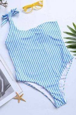 Coquette Aesthetic Stripe String Bowknot Bikini One Piece Swimsuit