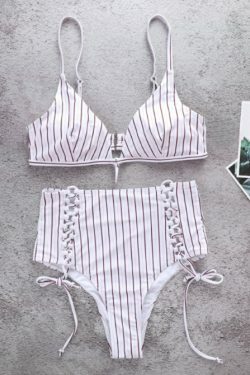 Coquette Aesthetic Striped Bikini Set - Y2K Fashion Swimwear for Women