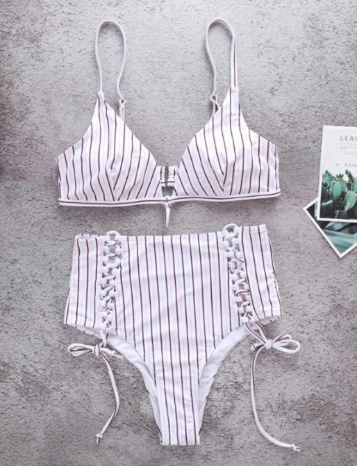 Coquette Aesthetic Striped Bikini Set - Y2K Fashion Swimwear for Women