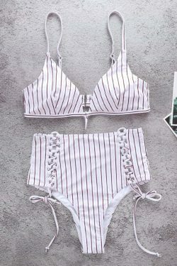 Coquette Aesthetic Striped Bikini Set - Y2K Fashion Swimwear for Women