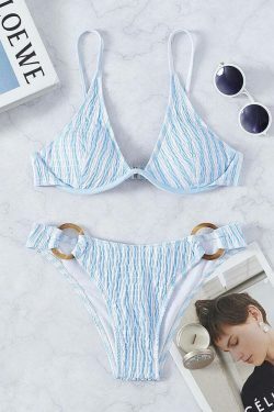Coquette Aesthetic Striped Cable Steel Bracket Bikini