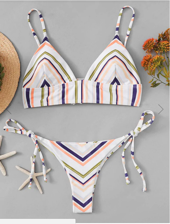 Coquette Aesthetic Striped Cami Tied String Bikini Coquette Aesthetic Striped Cami Tied String Bikini
