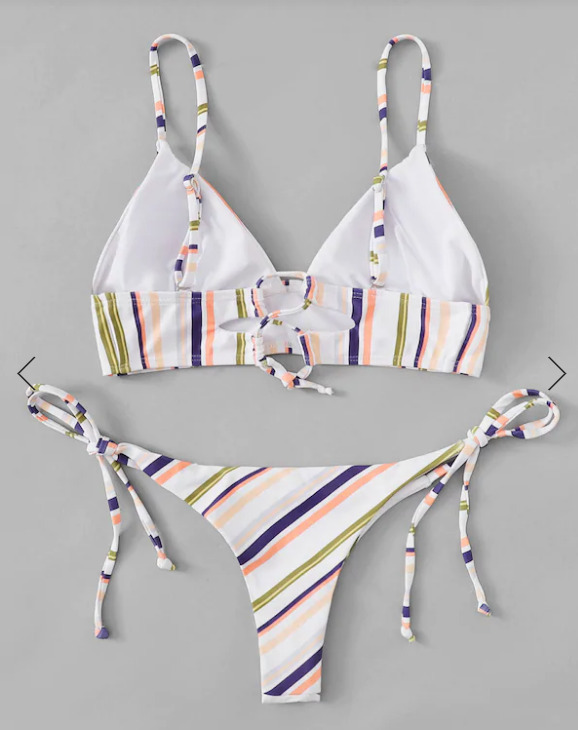 Coquette Aesthetic Striped Cami Tied String Bikini Coquette Aesthetic Striped Cami Tied String Bikini