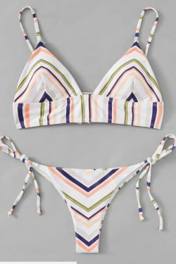 Coquette Aesthetic Striped Cami Tied String Bikini