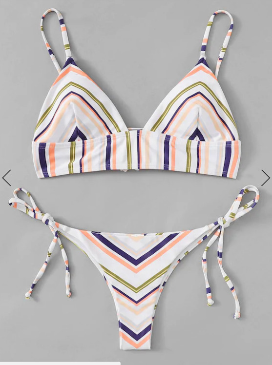 Coquette Aesthetic Striped Cami Tied String Bikini Coquette Aesthetic Striped Cami Tied String Bikini
