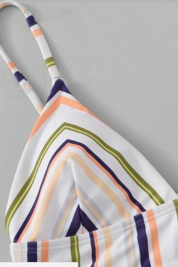 Coquette Aesthetic Striped Cami Tied String Bikini