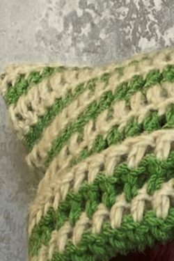Coquette Aesthetic Striped Knit Hat with Handmade Horn Detail