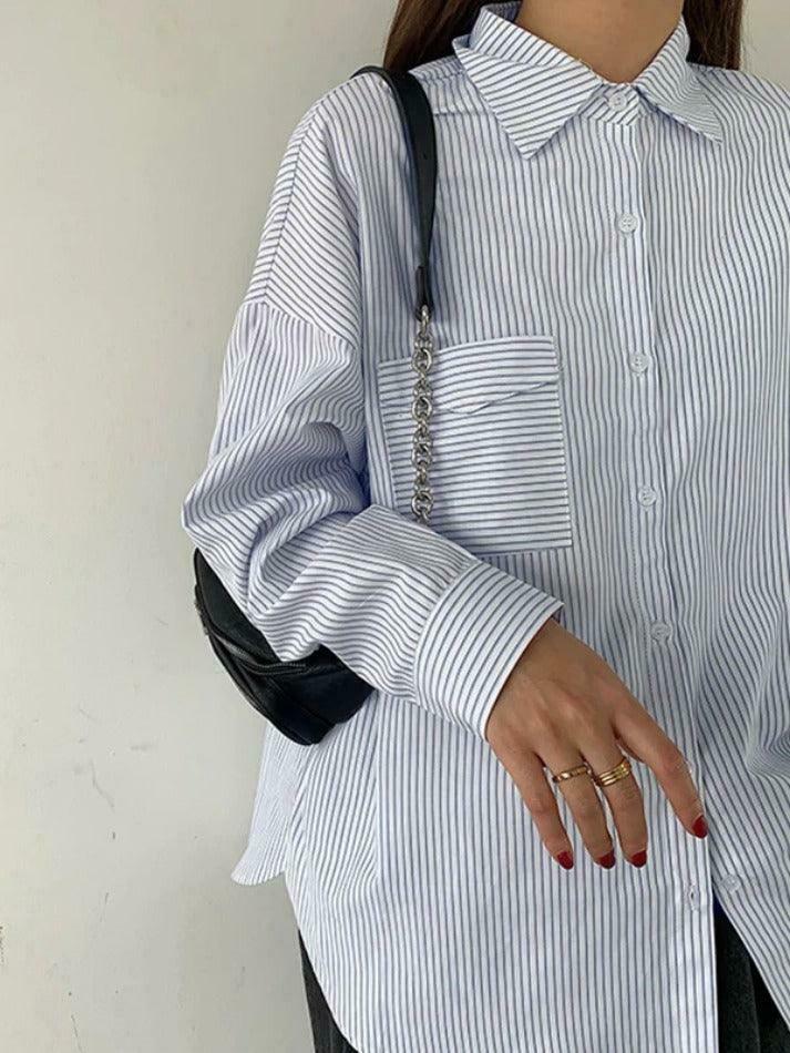 Coquette Aesthetic Striped Long Sleeve Blouse - Y2K Fashion Women's Top