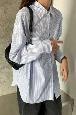 Coquette Aesthetic Striped Long Sleeve Blouse - Y2K Fashion Women's Top