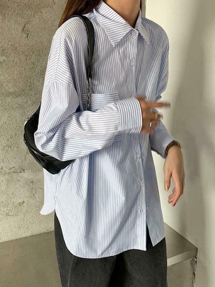 Coquette Aesthetic Striped Long Sleeve Blouse - Y2K Fashion Women's Top